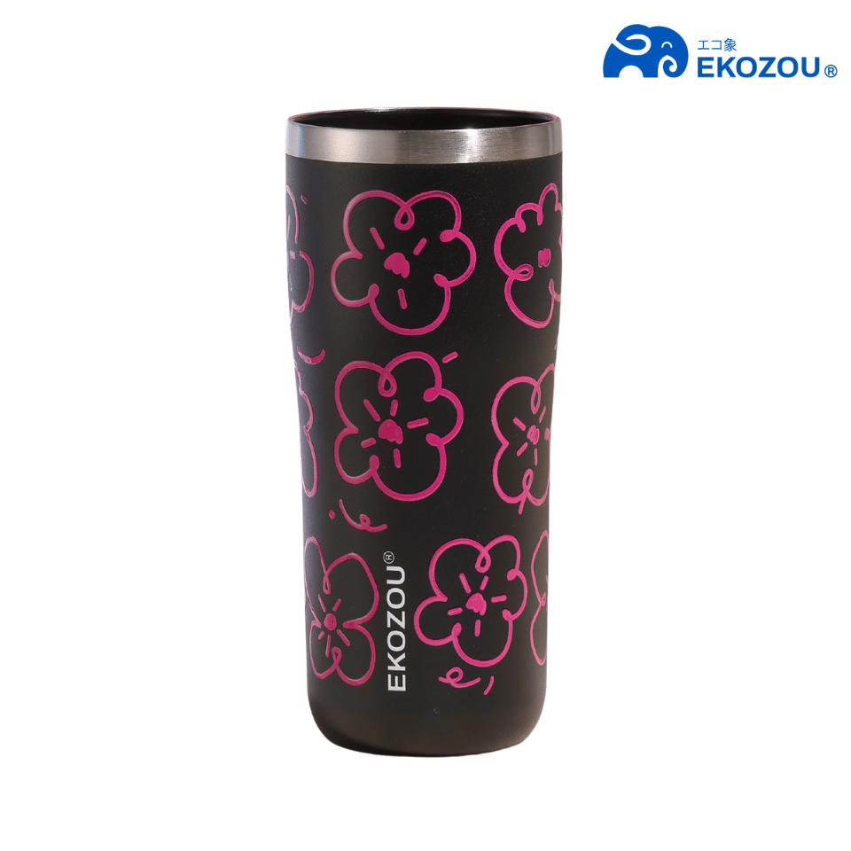 แก้วน้ำเก็บความเย็น เคลือบเซรามิก EKOZOU EKO CLIX ขนาด 480 มล. (MIDNIGHT DAISY)_0
